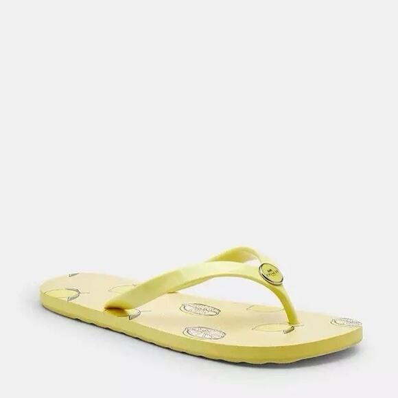 NWT Coach Zayn Flip Flop With Fruit Print Lemon CAR23 Light Khaki US 5 - Picture 4 of 8